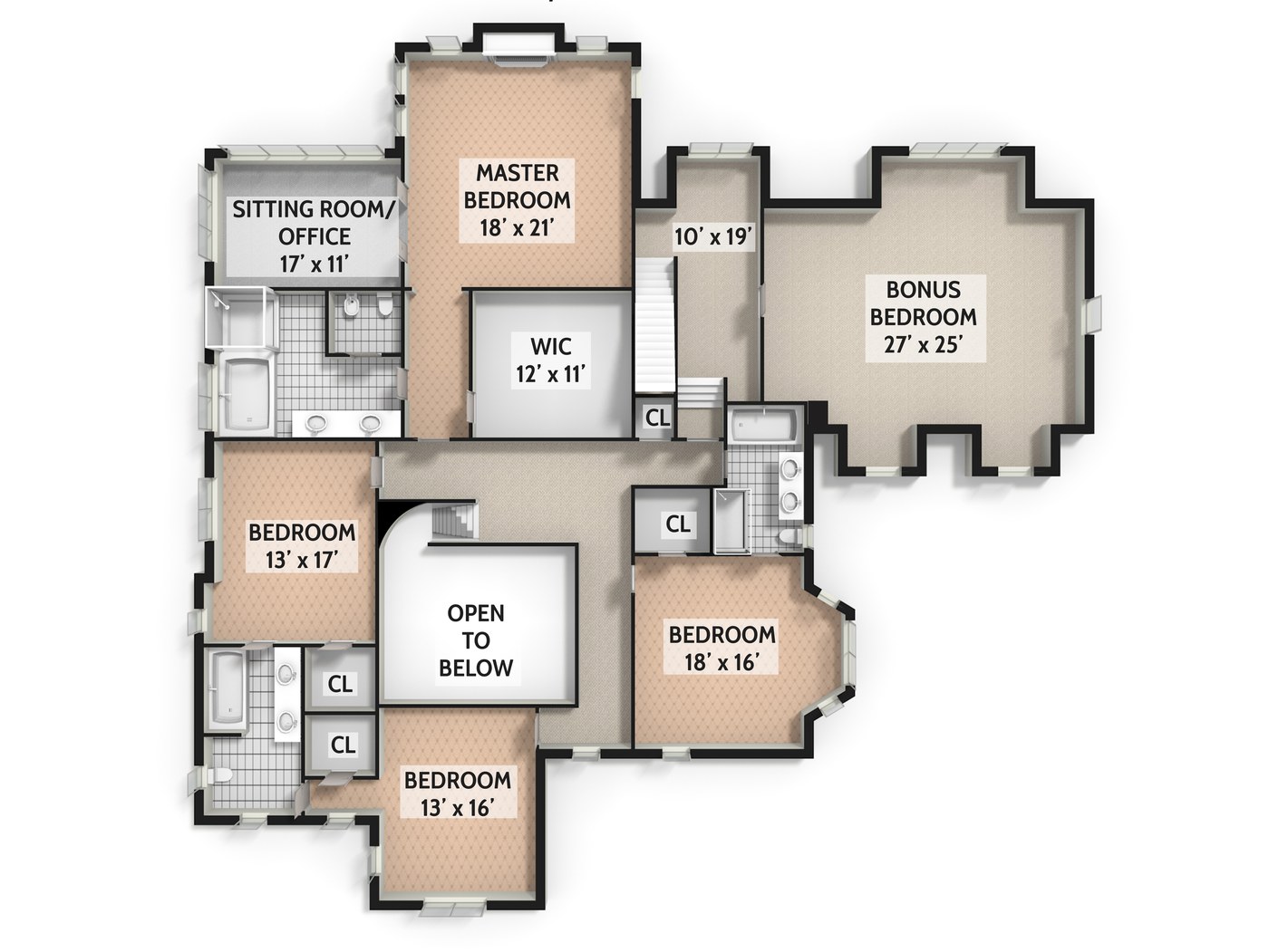3D isometric commercial floor plan